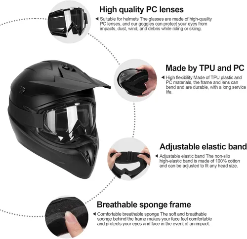Miniatura 7 de JAGASOL DOT - Casco de motocross todoterreno para motocross, gafas JAGASOL Dirt Dike, gafas de esquí
