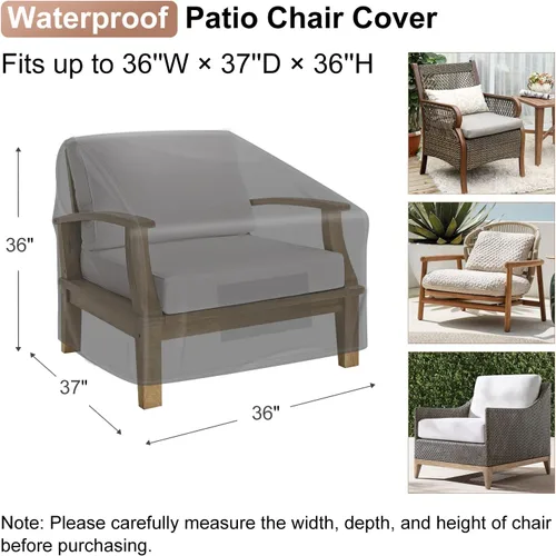 Miniatura 2 de Mrrihand Fundas Impermeables para Sillas de Patio, Funda para Asiento Profundo de Salón, Fundas Resistentes para Muebles de Patio al Aire Libre