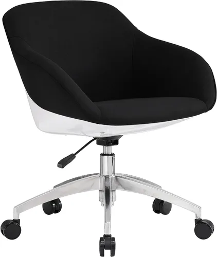 Techni Mobili Silla de trabajo tapizada con soporte lumbar, silla de oficina de altura ajustable con control de inclinación y giro de 360 grados |