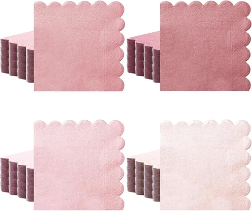 Zhanmai Paquete de 100 servilletas de cóctel de 5 x 5 pulgadas, servilletas festoneadas para bebidas, servilletas de papel de color degradado con