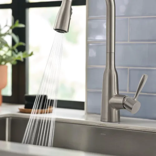 Miniatura 11 de Moen Orivesi Grifo de Cocina de Una Manija de Arco Alto Desplegable Oro Bronce con Power Boost, 87891BZG