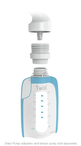 Miniatura 2 de Kiinde Twist Pouch Direct-Pump Direct-Feed Bolsa de almacenamiento de leche materna con tapa a rosca para bombeo, congelación, calentamiento