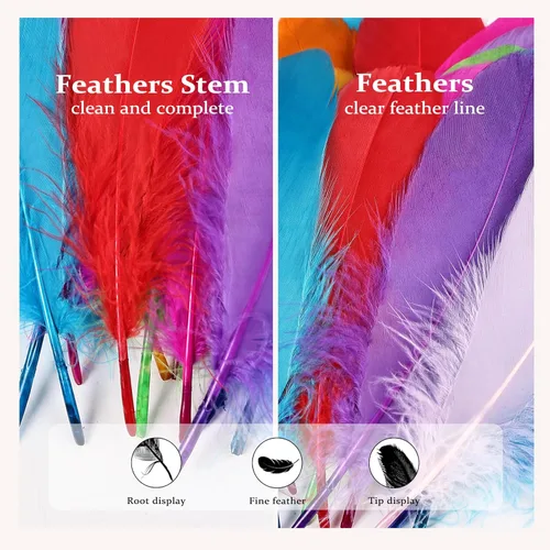 Miniatura 3 de FeelfunFeather 120 piezas de plumas de ganso coloridas naturales a granel de 6-8 pulgadas (15-20 cm). Plumas de ganso Nagoire para manualidades