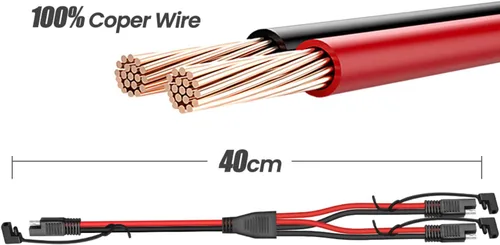 Miniatura 5 de Cable de conector automotriz de alimentación SAE CC de 10 AWG, divisor en Y, cable de extensión SAE 1 a 2, apto para conexión y transferencia