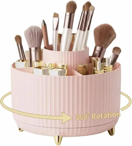 Miniatura 8 de Organizador de escritorio giratorio de 360 grados, pinceles de maquillaje, lápices, estante giratorio de almacenamiento de papelería de escritorio