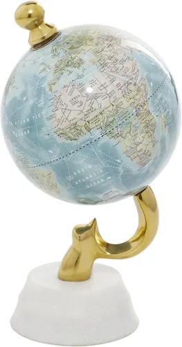 Miniatura 4 de Deco 79 Globo de aluminio con base de mármol, 5 "x 5" x 10 ", azul