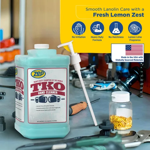 Miniatura 5 de Zep 1049524 - Limpiador de manos industrial TKO resistente, 1 galón (caja de 4), para profesionales industriales como mecánicos, cuatro bombas