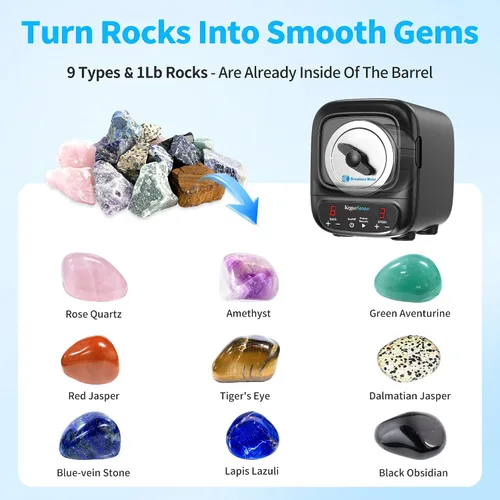 Miniatura 4 de Kit de pulidor de rocas KomeStone K2 Elite Profesional, ultra silencioso y pulidor de rocas con motor sin escobillas de vanguardia para adultos