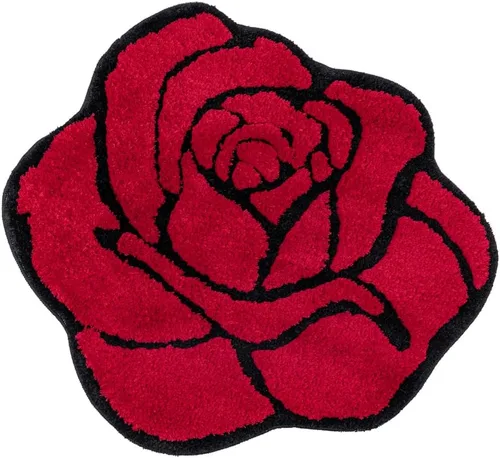 Miniatura 8 de Bonita alfombra de baño rosa para baño, antideslizante, absorbente, con forma de flor, alfombra de ducha esponjosa, decoración floral, alfombra