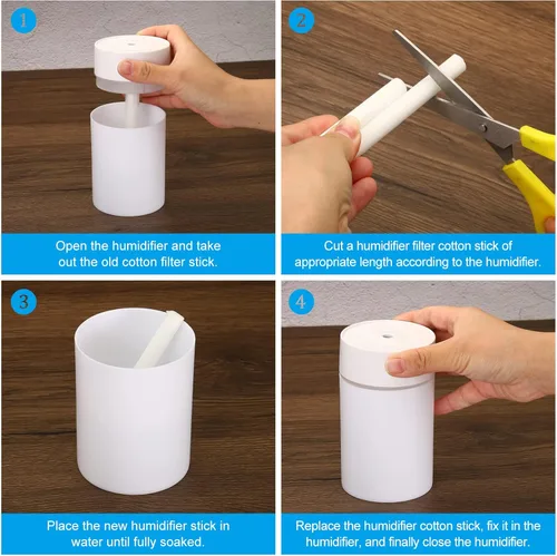 Miniatura 5 de PATIKIL Varillas de filtro de algodón humidificador, 10 piezas de repuesto de mechas de filtro para mini humidificadores USB, difusor portátil