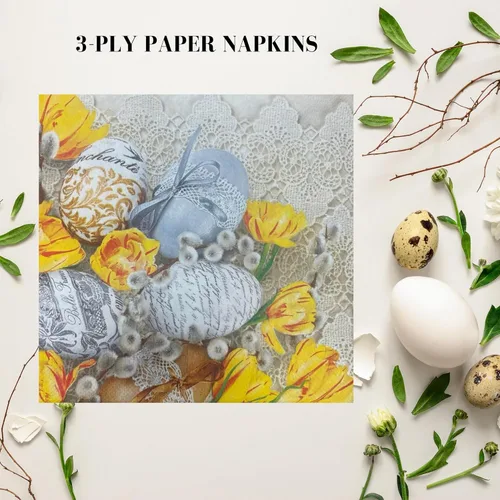 Miniatura 3 de Servilletas de papel de Pascua de 13 x 13 pulgadas, 20 unidades, servilletas de cóctel de cereza impresas de 3 capas para fiestas, servilletas