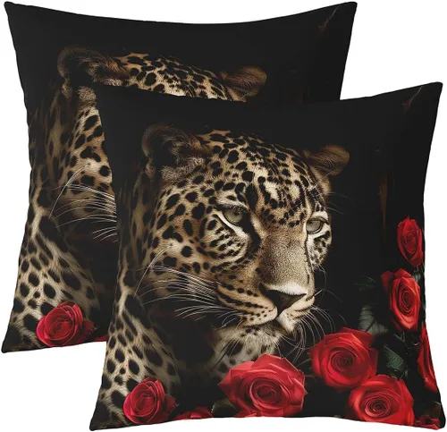 Miniatura 12 de Juego de 2 fundas de almohada rosas de 16 x 16 pulgadas, fundas de almohada suaves con flores florales de rosas para sala de estar, dormitorio