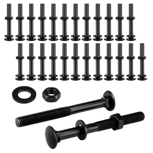 Miniatura 8 de Zonon Juego de 12 pernos de carro de 1/2 x 4 pulgadas, negro galvanizado, incluye arandelas resistentes a la corrosión y tuercas para accesorios