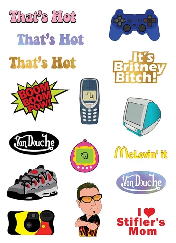 Miniatura 8 de Throwback 2000s Y2K Tatuajes temporales - 4 hojas - Divertidos recuerdos de fiesta de los años 2000, decoraciones y suministros
