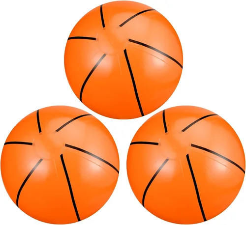 Kacctyen Baloncesto inflable de 12 pulgadas, 3 piezas de pelota de playa para decoración de fiestas temáticas de deportes, regalos de cumpleaños al