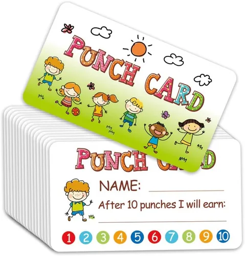 Miniatura 5 de Tarjeta perforadora, 100 tarjetas de incentivo de recompensa para profesores, tabla de comportamiento para niños, suministros de aula de escuela