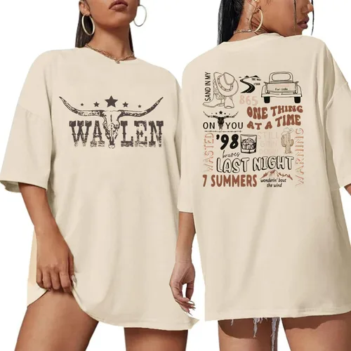 Camisas de calavera de vaca para mujer, camisetas gráficas occidentales, camiseta de gran tamaño con estampado de música country Rodeo Cowboy