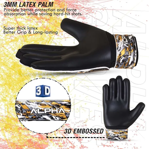 Miniatura 4 de AlphaSports Guantes de portero de fútbol para niños, jóvenes y adultos, guantes de portero de fútbol con palma de látex de 0.157 in y doble