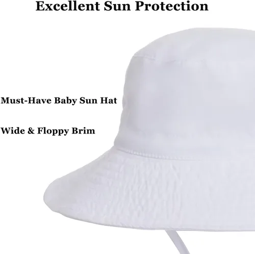 Miniatura 5 de Sombrero de sol para bebé de verano UPF 50+, sombrero de pescador de ala ancha, sombreros de playa para bebés niños y niñas de 0 a 6 años
