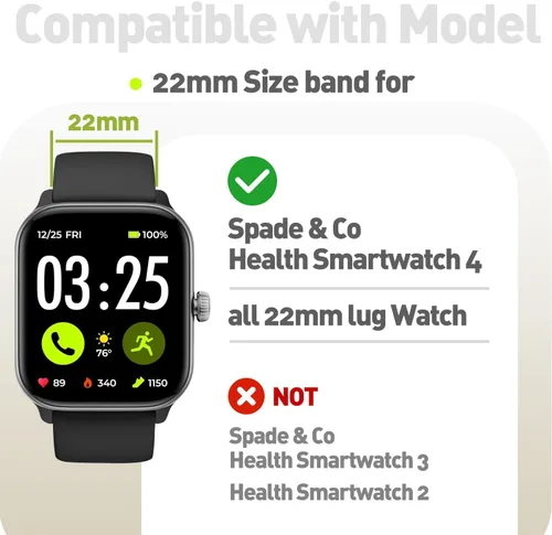 Miniatura 2 de LYSANDRA Correa magnética compatible con Spade & Co Health Smartwatch 4, correa magnética fuerte deportiva de silicona para Spade Co Health