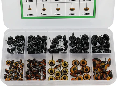 Miniatura 3 de 140pcs aguja fieltro ojos 0.236-0.394 in mini cristal ámbar con ojos negros kits para muñecos de peluche muñecas fieltro lana manualidades Ámbar