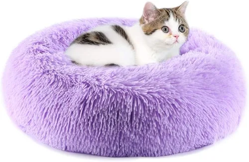 Miniatura 3 de Camas para gatos de interior – Cama para gatos lavable de 20/24 pulgadas, camas para perros pequeños y medianos, antiansiedad, cama redonda de felpa