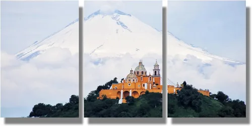 Miniatura 28 de Arte de pared con bandera de México para sala de estar, pintura de pared con textura envejecida y colorida de la bandera de México, 3 piezas