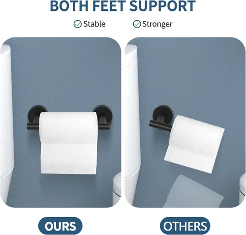 Miniatura 3 de Newfun Soporte de papel higiénico negro mate, SUS 304 de acero inoxidable ajustable, doble poste pivotante, soporte de pared para baño