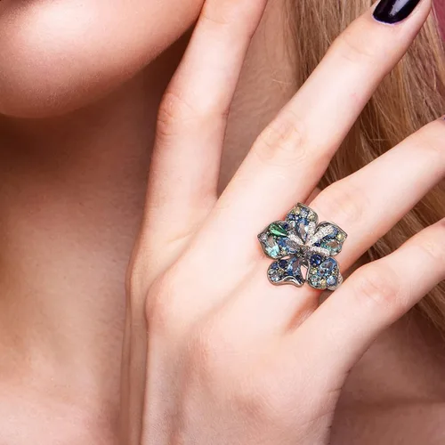 Miniatura 4 de Santuzza Anillo de plata de ley con piedras preciosas para mujer