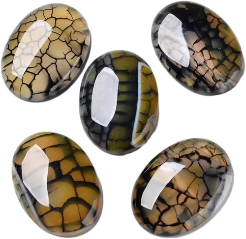 Miniatura 20 de Crafans Flat Back Gemstone Oval Cabochons Natural Stone Cabochons Healing Power Stone Chakra Crystal for Crafts DIY Jewelry Making Supplies