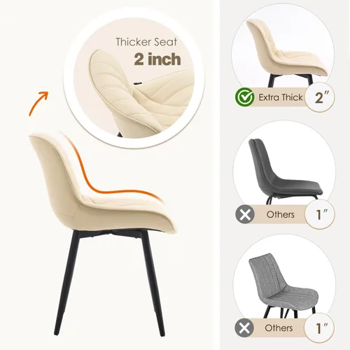 Miniatura 4 de YOUNUOKE Juego de 2 Sillas de Comedor de Mediados de Siglo Modernas Silla de Cocina Cómodas Sillas Tapizadas de Cuero Sintético Sillas de Cena