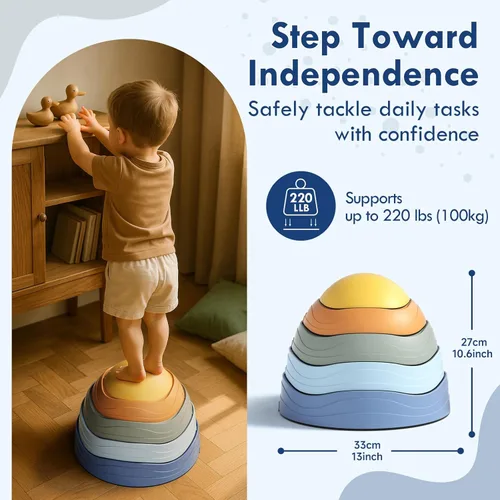 Miniatura 5 de Lehoo Castle Stepping Stones for Kids, Non-Slip Toddler Stepping Stones, Indoor & Outdoor Sensory Toys for Toddlers 1-3, Balance Board Obstacle