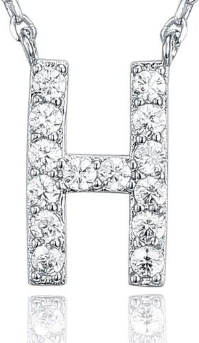 Miniatura 97 de PAVOI 14K White Gold Plated Cubic Zirconia Initial Necklace Letter Dainty Necklaces for Women