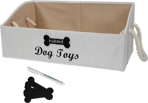 Miniatura 9 de Geyecete - Cajas grandes plegables de tela para almacenamiento de juguetes de perro, organizadores trapezoidales con asa de cuerda trenzada, cestas