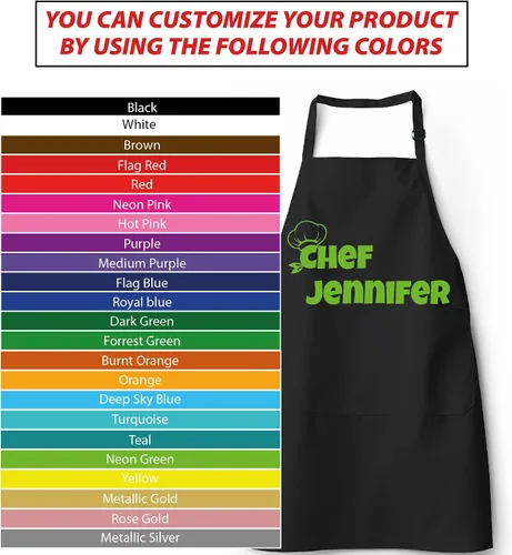 Miniatura 4 de Delantales Personalizados para Mujer y Hombre, Delantal de Chef Personalizado, Delantal de Cocina Personalizado con Bolsillos, Delantales para Asar