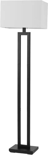 Globe Electric 67046 - Lámpara de pie de 58 pulgadas, acabado negro mate, pantalla rectangular de lino blanco, diseño geométrico moderno, base E26