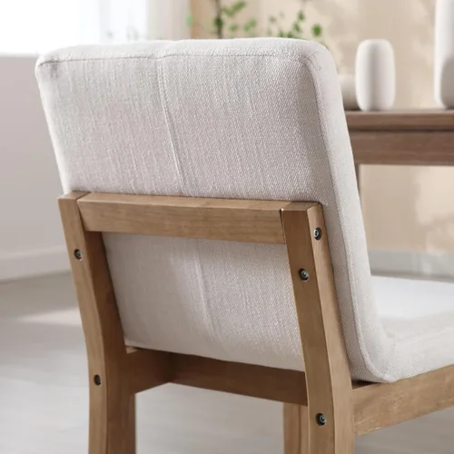 Miniatura 4 de chairus Juego de 2 sillas de comedor tapizadas de tela sin brazos, sillas auxiliares modernas de mediados de siglo con patas de madera maciza