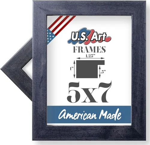 Miniatura 80 de Marco de fotos de 4 x 6 pulgadas, acabado envuelto suave, plano de 1.25 pulgadas de ancho, negro tradicional, MDF compuesto de madera 100% americana