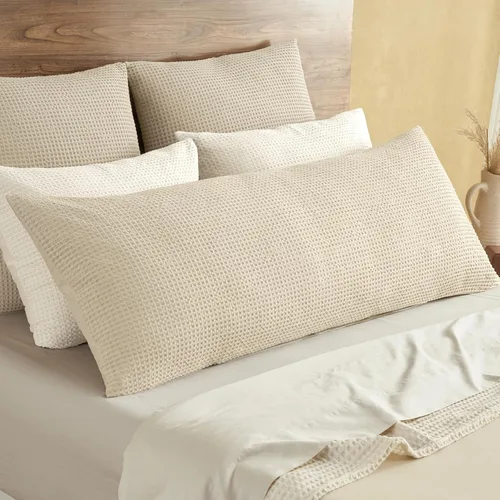 Miniatura 44 de PHF Funda de almohada 100% algodón con tejido de gofre, 18 x 18 pulgadas, sin relleno, paquete de 2 elegantes fundas de almohada cuadradas Gris claro