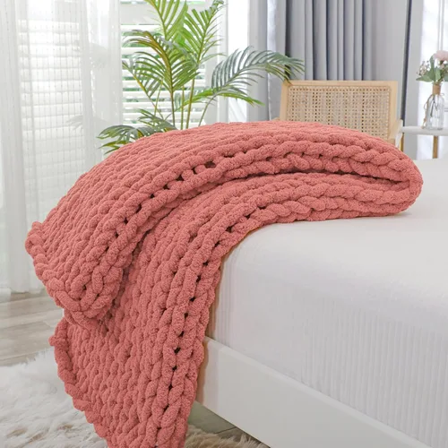 Miniatura 33 de Bigacogo Manta de punto grueso para sofá, 51 x 63 pulgadas, 100% tejida a mano con hilo de felpilla grueso jumbo, acogedoras y suaves mantas grandes