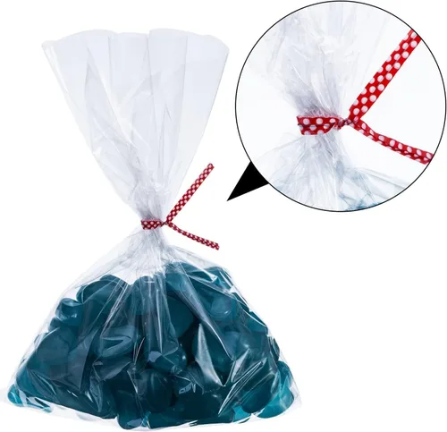 Miniatura 3 de Newkita Bolsas pequeñas de celofán, bolsas de regalo transparentes para dulces, paletas de pastel, golosinas y recuerdos de fiesta con lazos de 4