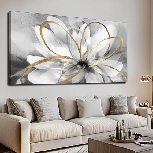 Miniatura 9 de SOUGUAN Cuadros de Arte en Blanco y Negro Abstractos Colgantes de Pared Decoración Obra de Arte Moderna 20"X40" Decoraciones de Pared