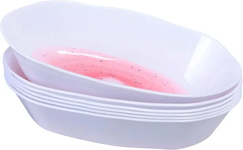 Mini cuencos de postre | Platos de postre ovalados | Colección Lava | Niebla rosa | 6 piezas