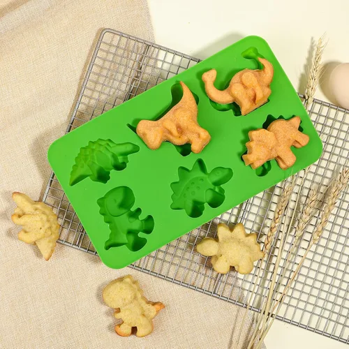 Miniatura 5 de Webake Moldes de silicona de dinosaurio, paquete de 2 lindos moldes de dinosaurio para dibujos animados de dinosaurio, chocolate, caramelo, pastel
