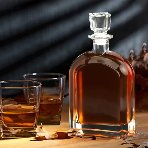 Miniatura 6 de Salzesfalls Decantador de whisky con tapón de vidrio, botella de vidrio de whisky con tapón geométrico hermético para vino, bourbon, brandy, licor