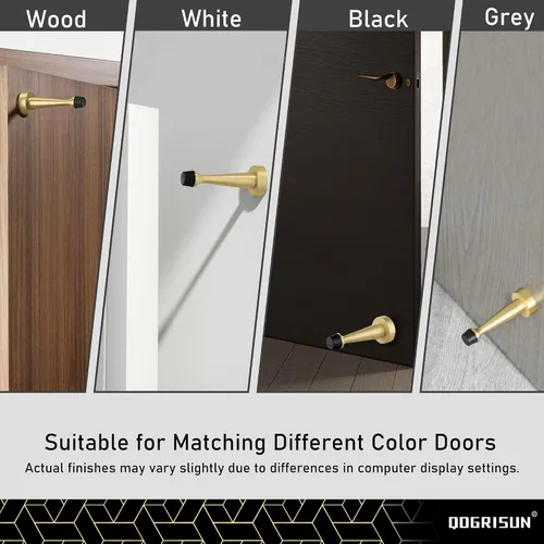 Miniatura 6 de QOGRISUN 's Topes de puerta de latón macizo resistentes, 3-1/4 pulgadas de longitud total de tope de puerta dorado decorativo, protector de pared Oro