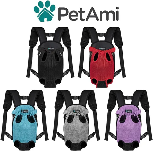 Miniatura 7 de PetAmi Mochila transportadora para perros, mochila transportadora frontal ajustable para mascotas y gatos, transportadora ventilada para el pecho