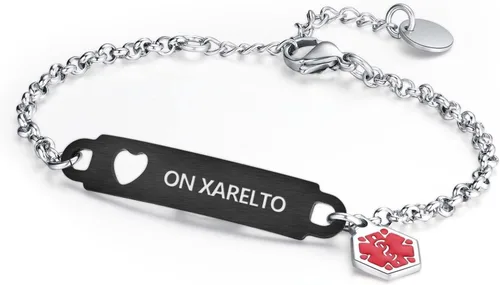 Miniatura 12 de Divoti Pulsera de identificación médica con grabado previo – Cadena simple Rolo de acero inoxidable plateado, resistente al agua con símbolo