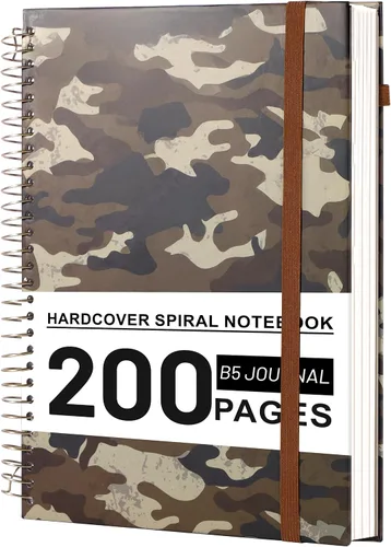 Miniatura 9 de Yoment Cuaderno de espiral B5 con bolsillos para carpeta, 200 páginas de tapa dura, diario de rayas universitarias, papel grueso de 3.53 oz/m²
