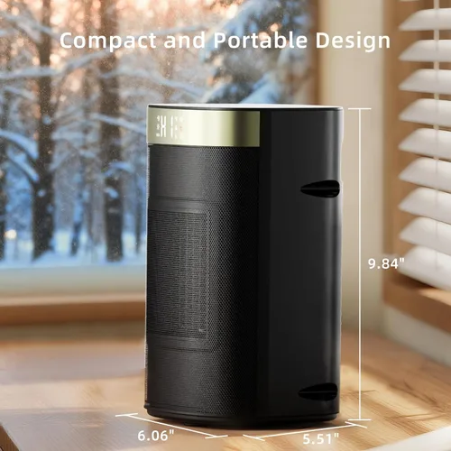 Miniatura 6 de ZAFRO Calentador de espacio portátil de 1500 W, calentamiento rápido y ahorro de energía, calentador eléctrico con control remoto